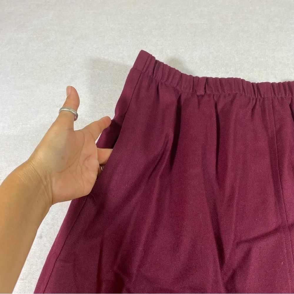 Tog Shop Aline Wool skirt Vintage Burgundy Lined Full Skirt Pockets Sz 16